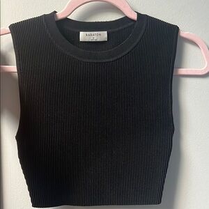 Babaton Black Ribbed Sleeveless Crop Top